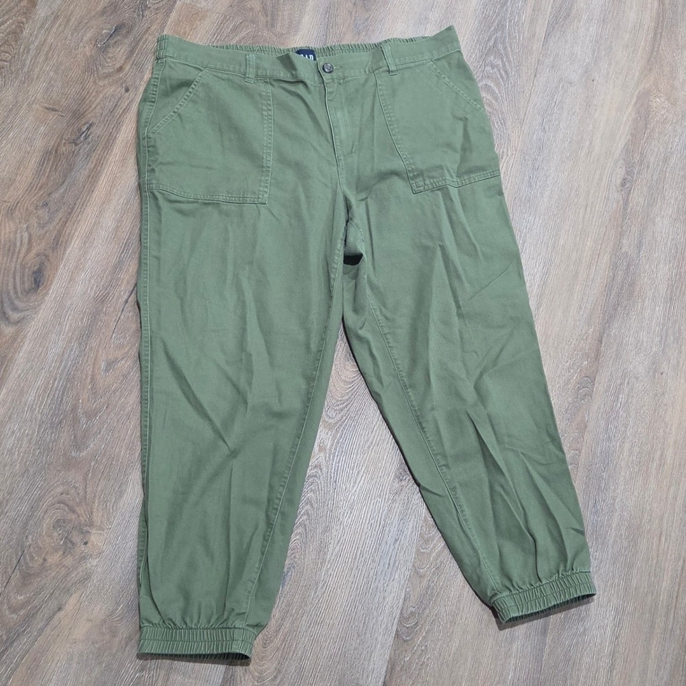 GAP Women Olive Green Utility Joggers Cotton Lyocell Blend Cargo Pants XL